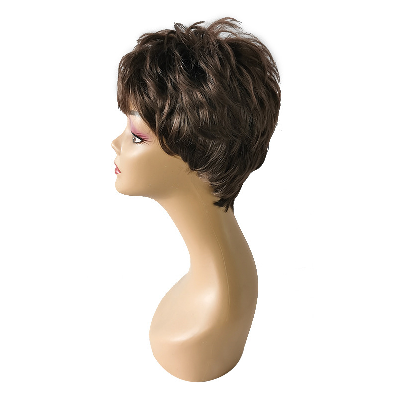 Short curly hair naturally fluffy synthetic high-temperature silk wig