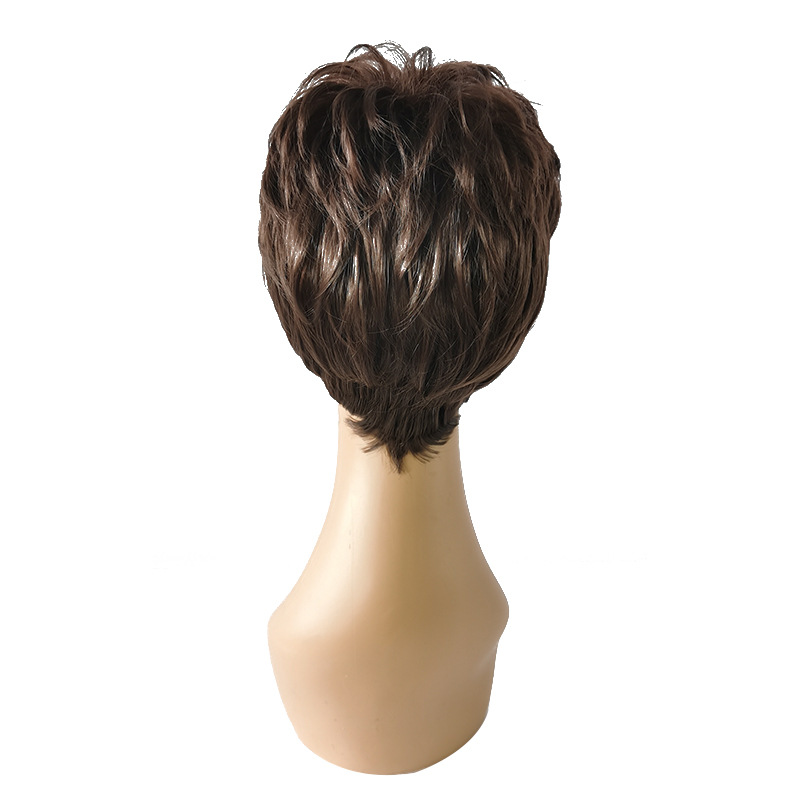 Short curly hair naturally fluffy synthetic high-temperature silk wig