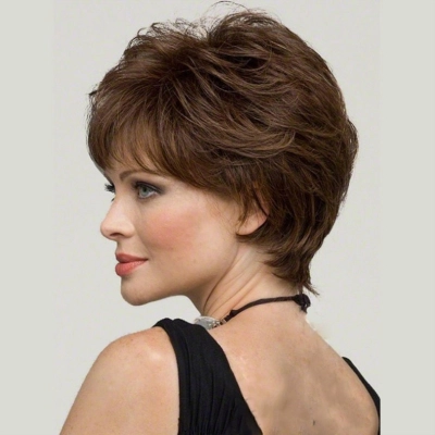 Short curly hair naturally fluffy synthetic high-temperature silk wig 02