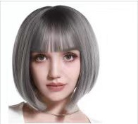 Short straight hair air bangs bob wig