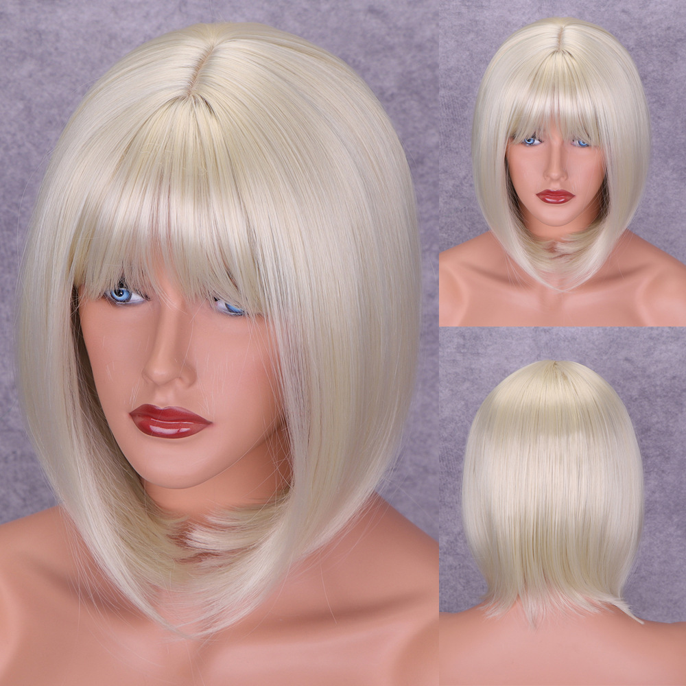 Short straight hair air bangs bob wig