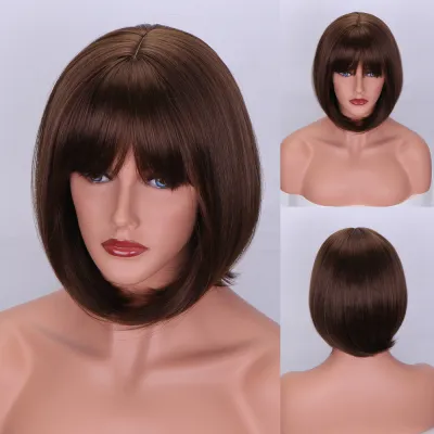 Short straight hair air bangs bob wig 02