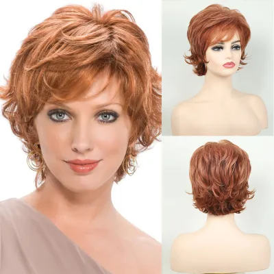 Wig, female, full head, short, curly hair 01
