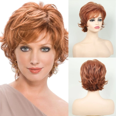 Wig, female, full head, short, curly hair 01