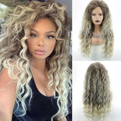 Wig, long curly hair, synthetic wig 01