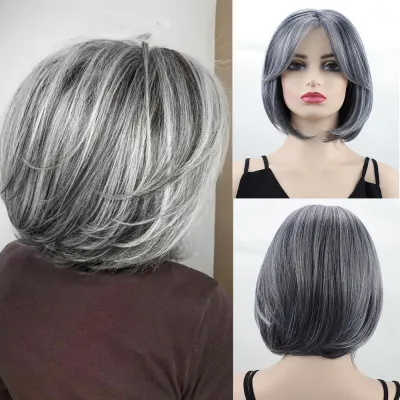 Wig, women's figure eight bangs, short straight hair, wavy hair 01