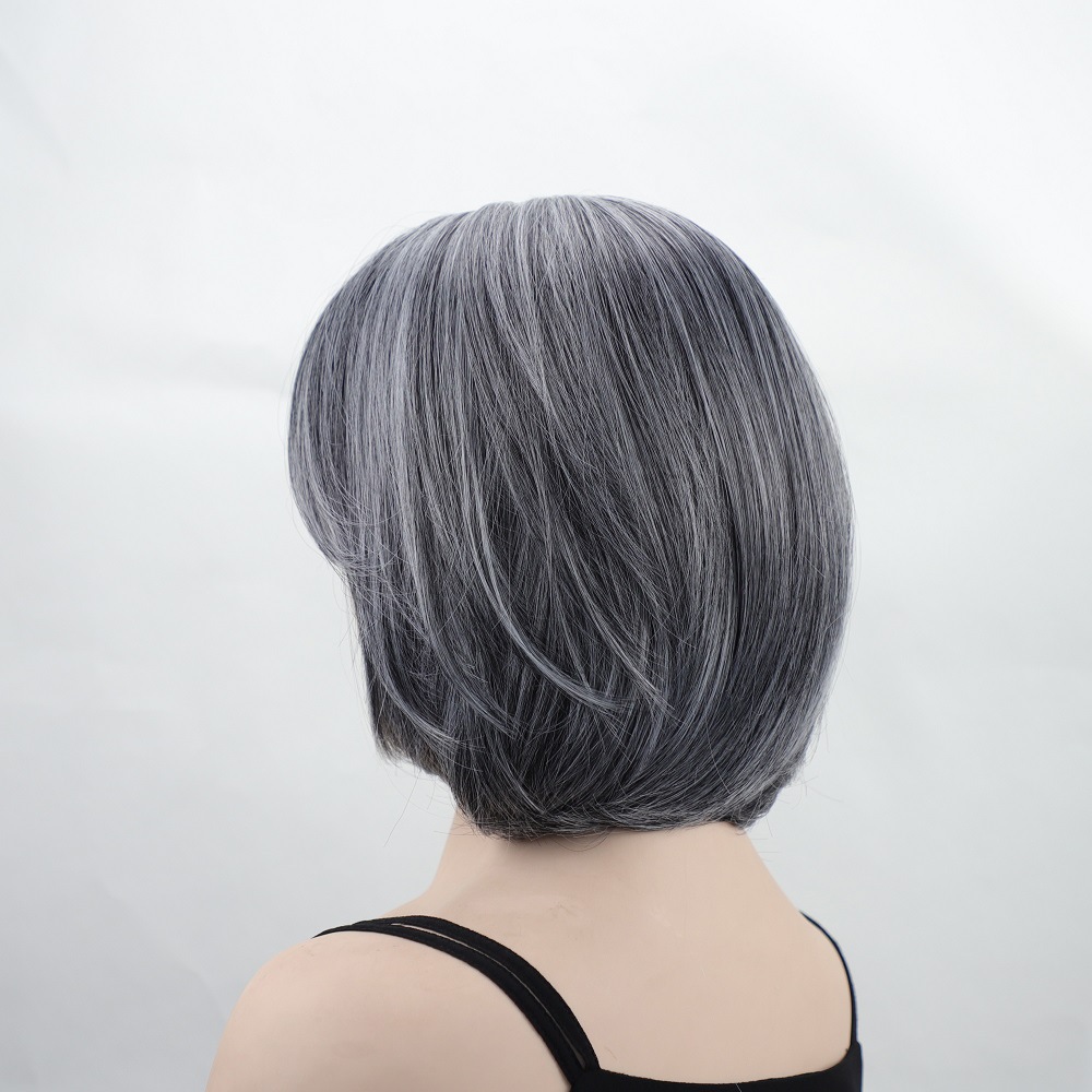 Wig, women's figure eight bangs, short straight hair, wavy hair