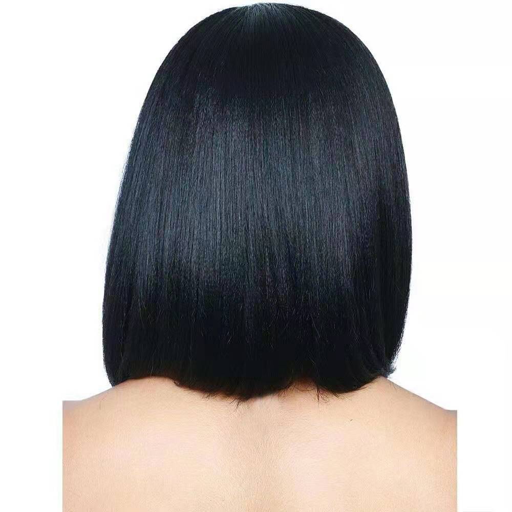Wig for ladies, mid length, BoBo hair, black, short, straight hair