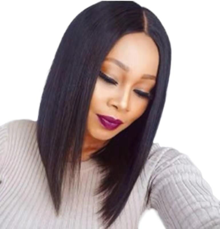 Wig for ladies, mid length, BoBo hair, black, short, straight hair