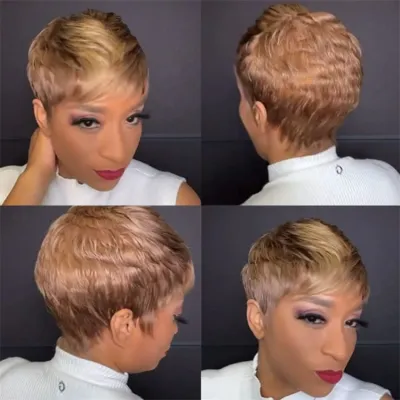 Wig gradient short straight synthetic headband 01