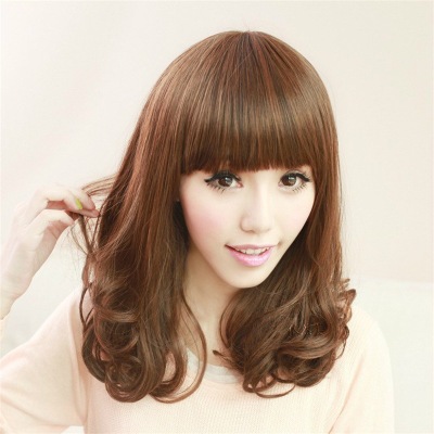 Wig matte high temperature silk with bangs 01