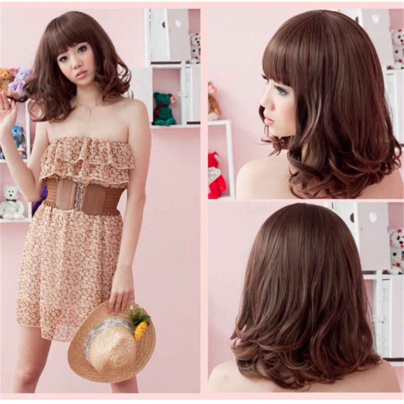 Wig matte high temperature silk with bangs