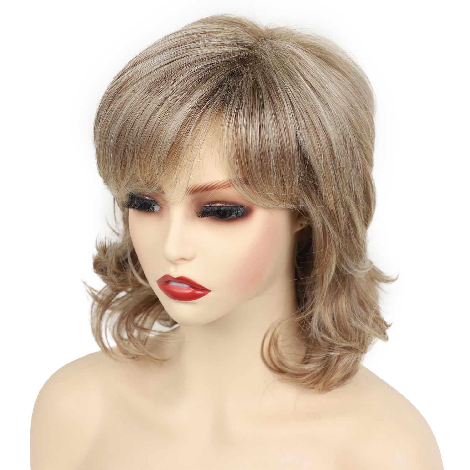 Wig women fashionable fluffy brown