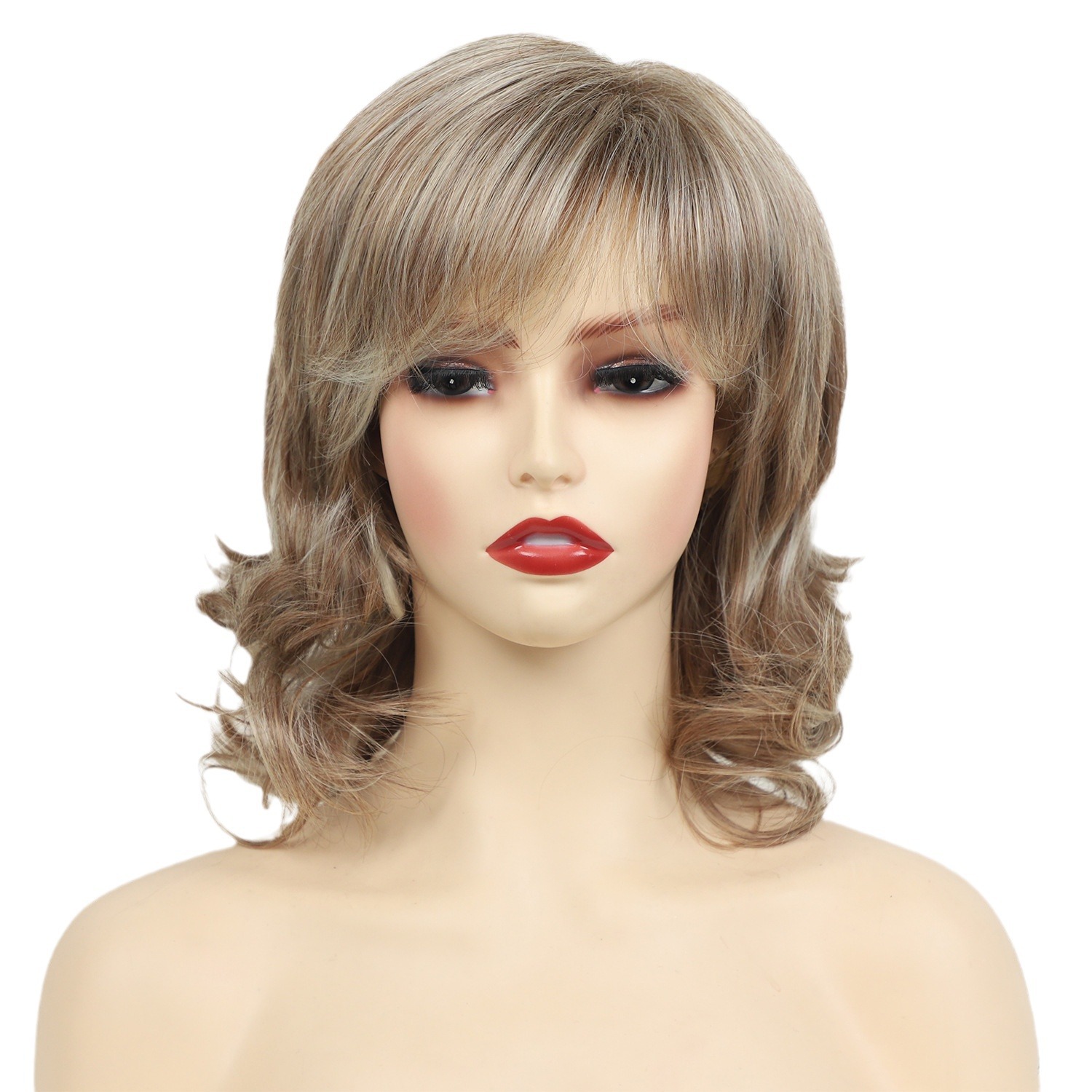 Wig women fashionable fluffy brown