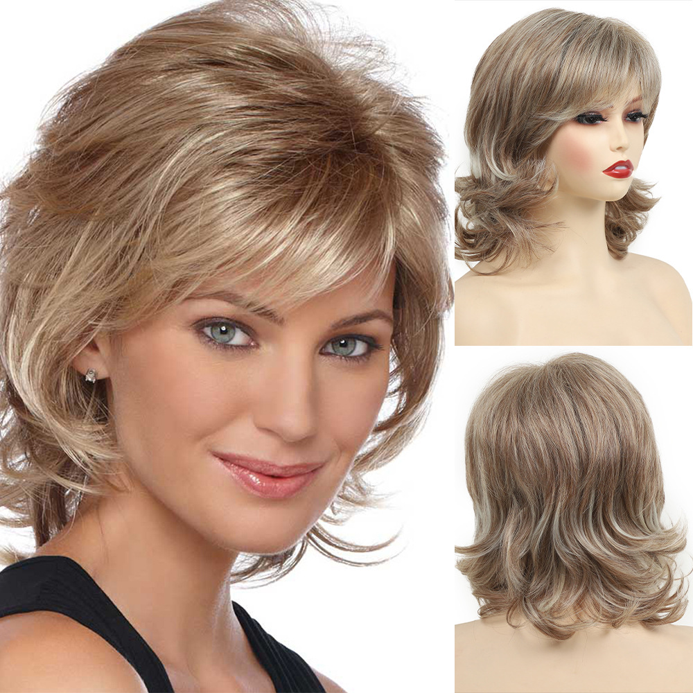 Wig women fashionable fluffy brown