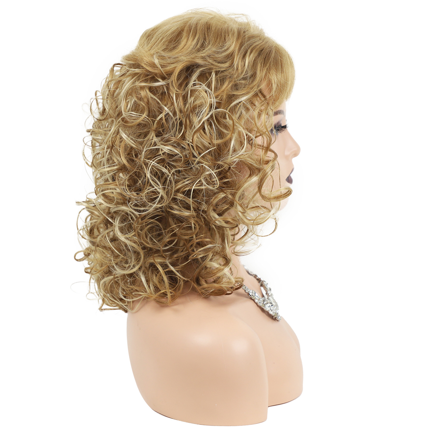Wig women's medium long roll