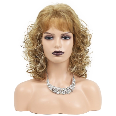 Wig women's medium long roll 02