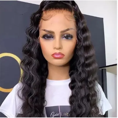 Women's High School Long Curled Hair Hand Woven Front Lace Wig 01