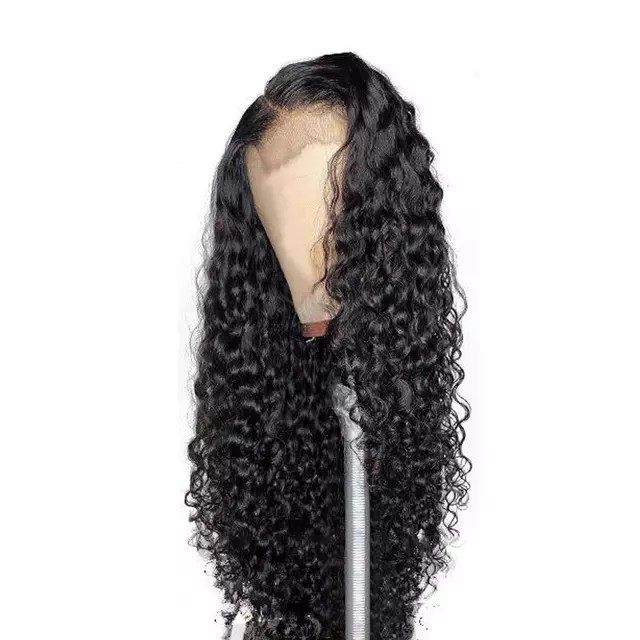 Women's High School Long Curled Hair Hand Woven Front Lace Wig