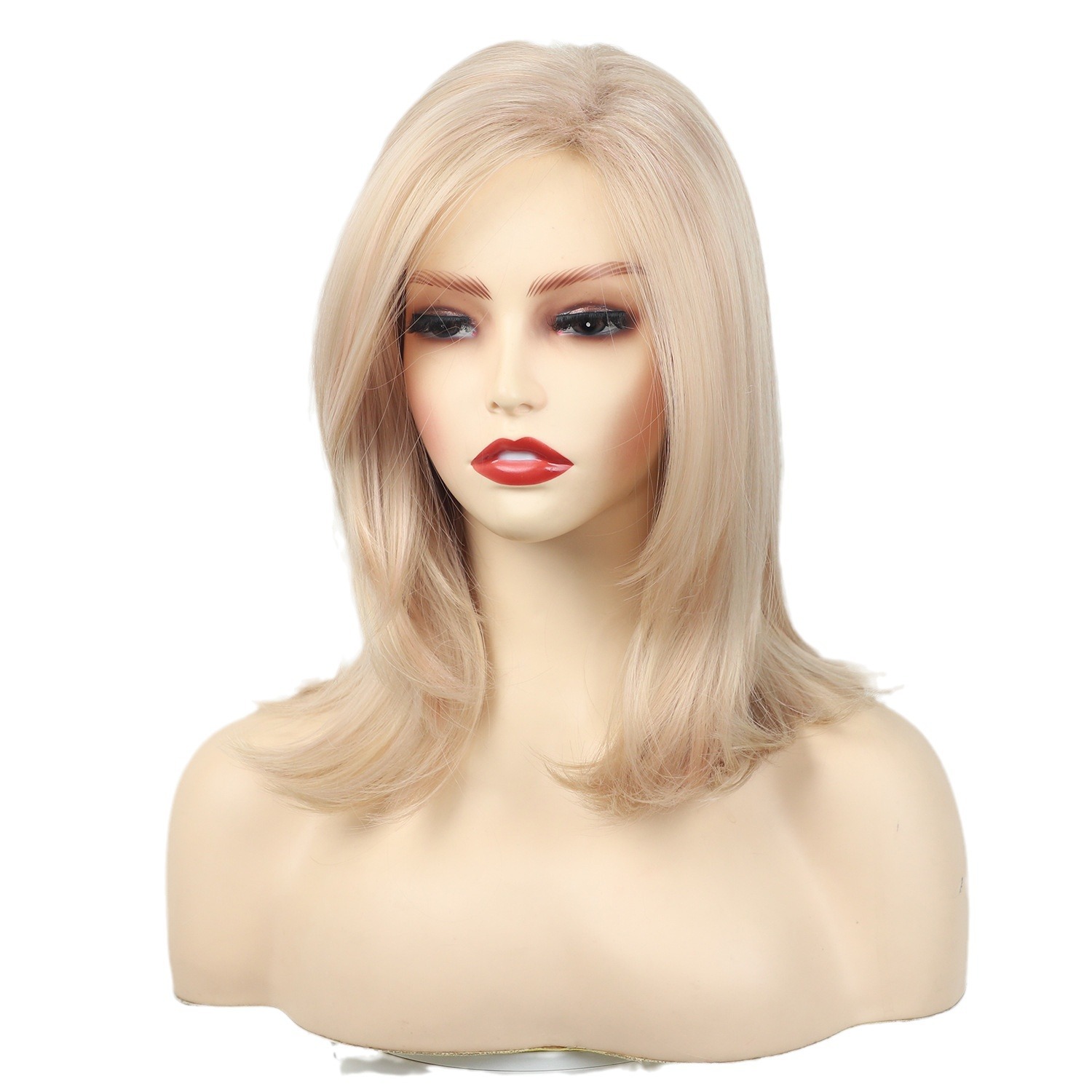 Female full head long hair with partial split golden wig