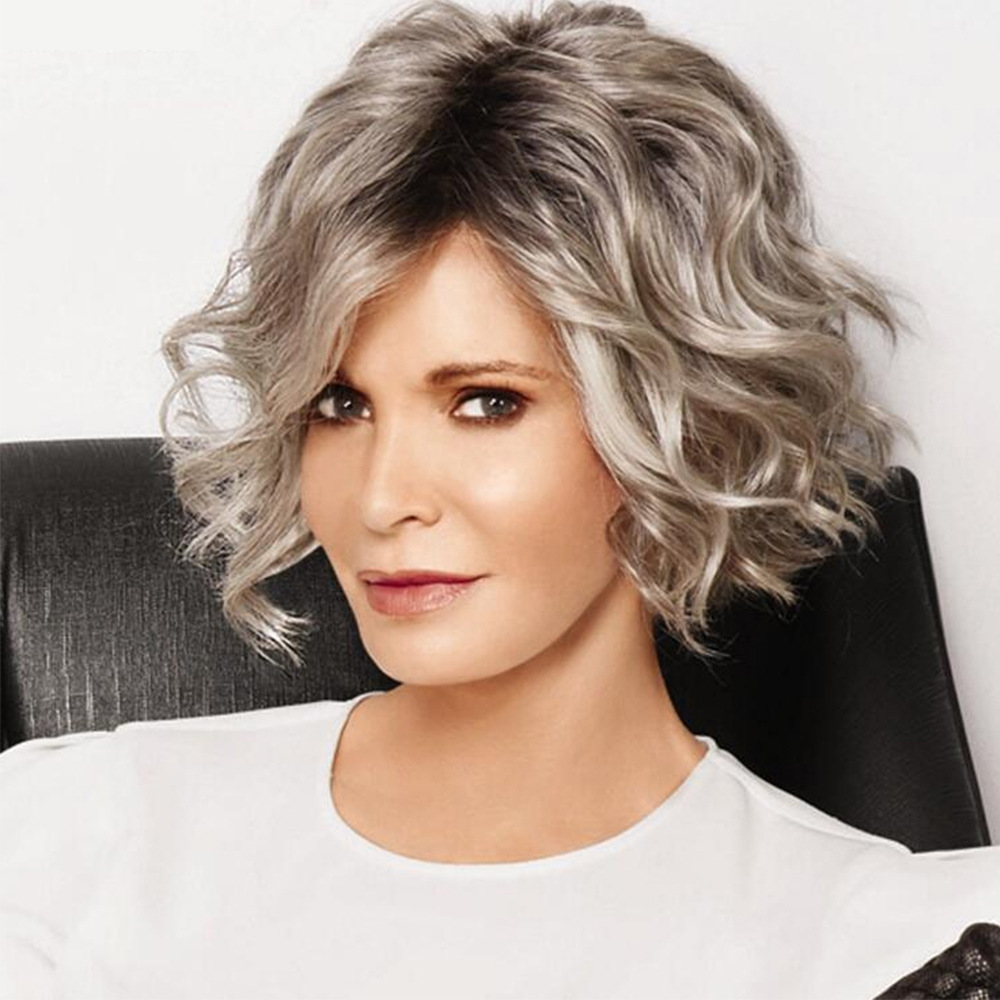 Women's wig dyed medium long curly hair