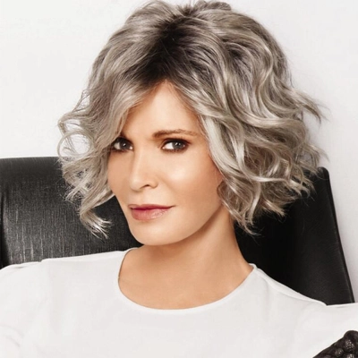 Women's wig dyed medium long curly hair 01