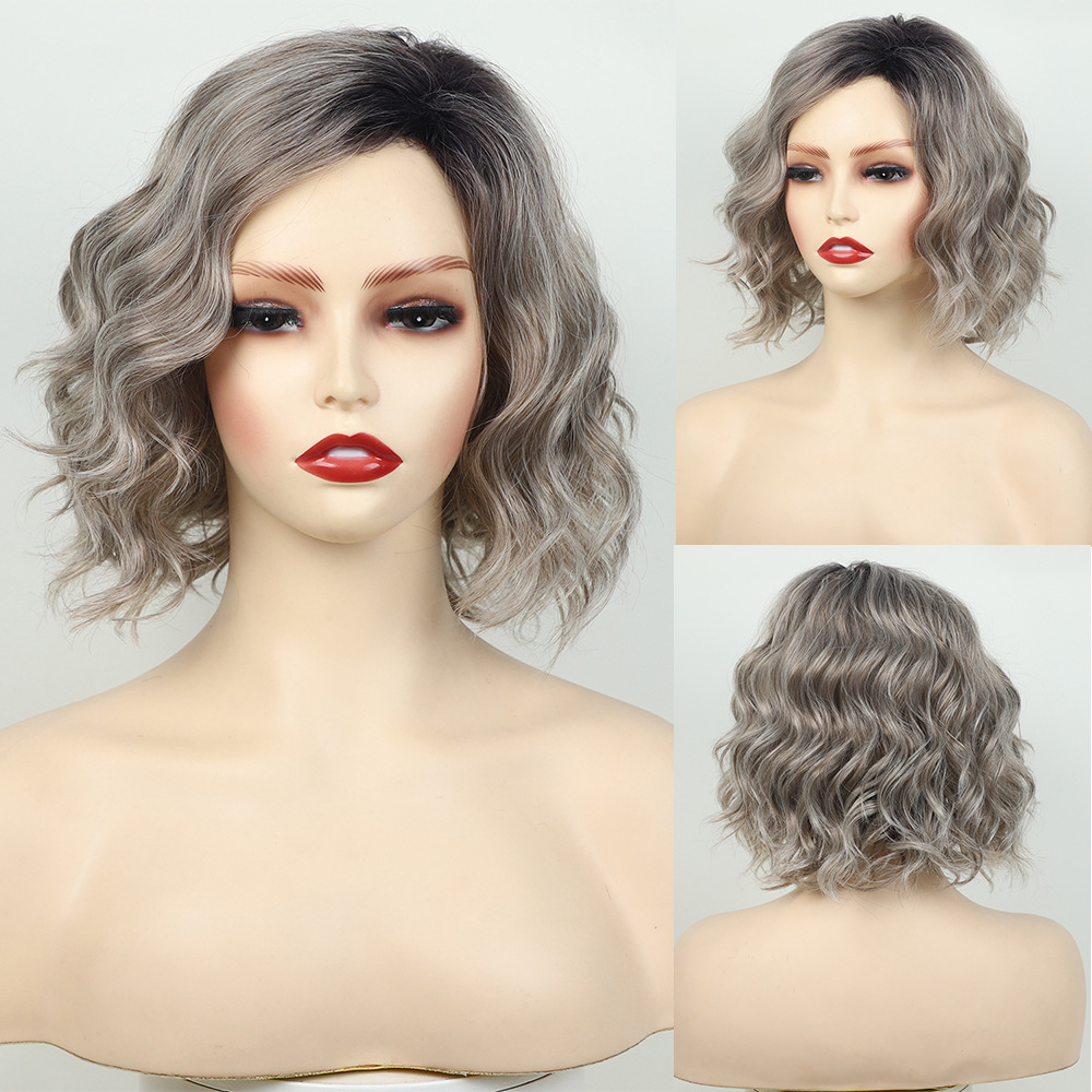Women's wig dyed medium long curly hair