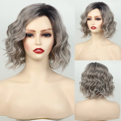 Women's wig dyed medium long curly hair 02