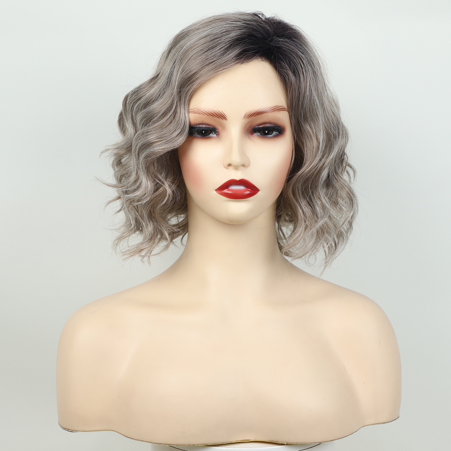 Women's wig dyed medium long curly hair