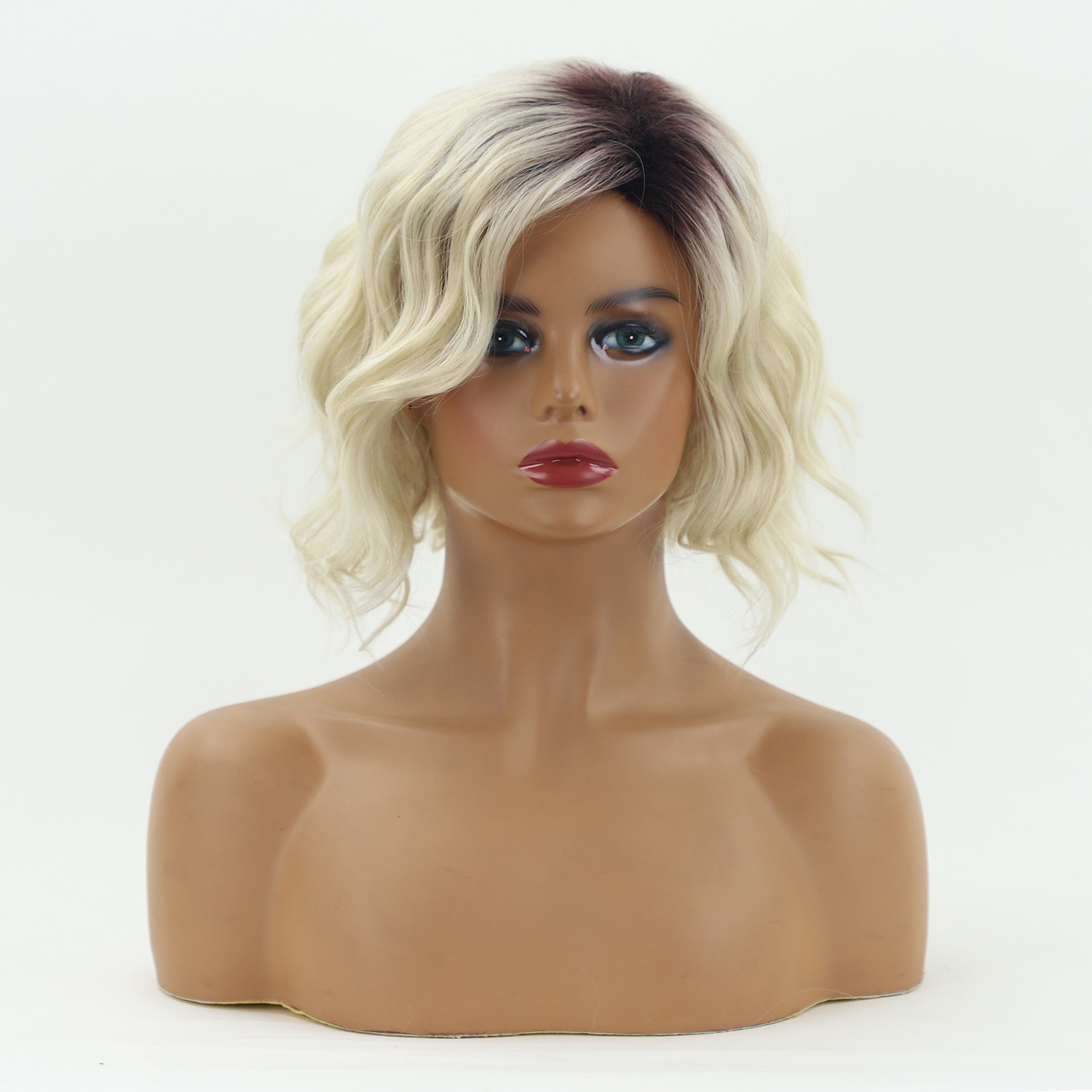 Women's wig dyed medium long curly hair
