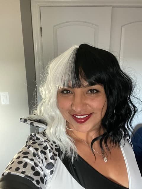Black and white dual tone short hair wig review DublinR