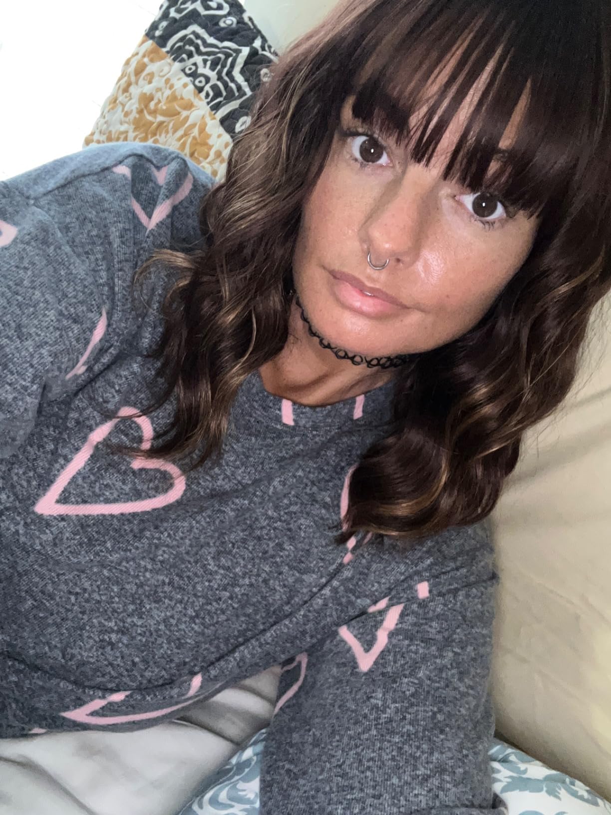 Short wave gradient golden wig with bangs review Anna 00