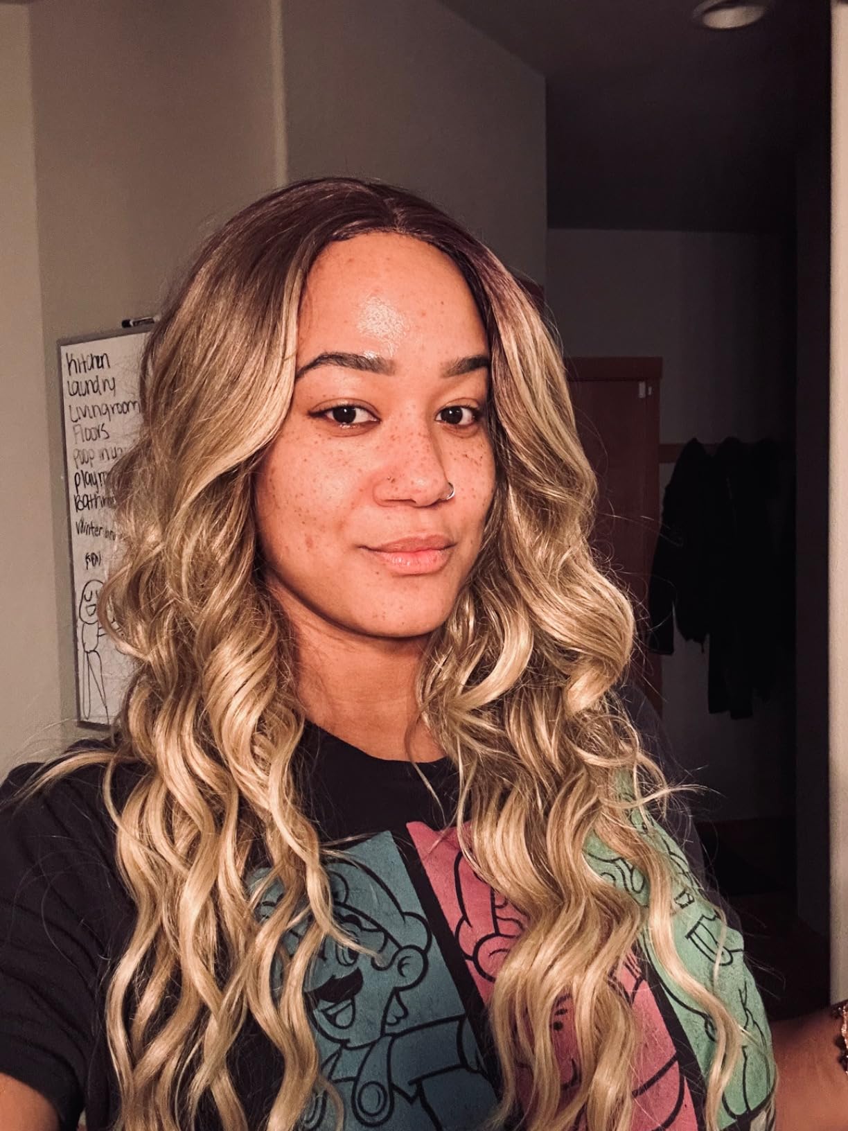 Gradual mid split, medium long hair, long waves review SC