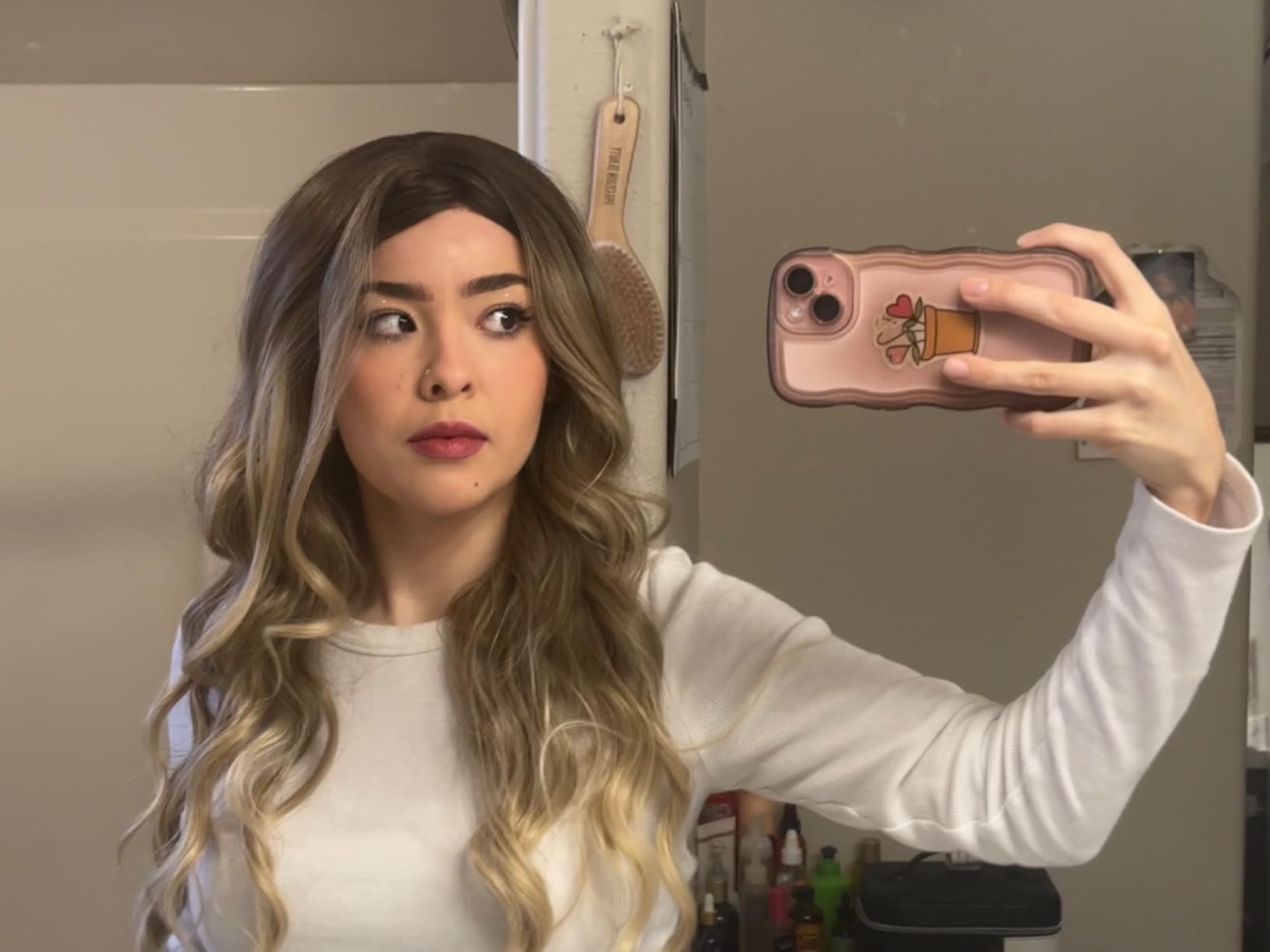 Gradual mid split, medium long hair, long waves review A 01