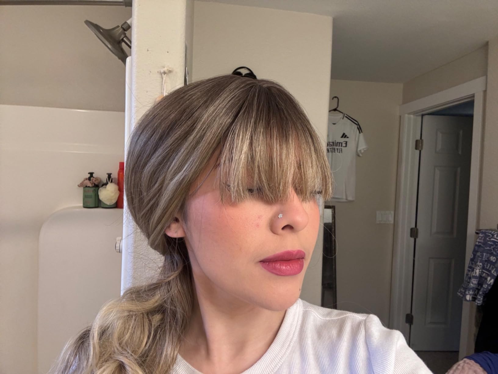 Gradual mid split, medium long hair, long waves review A 02