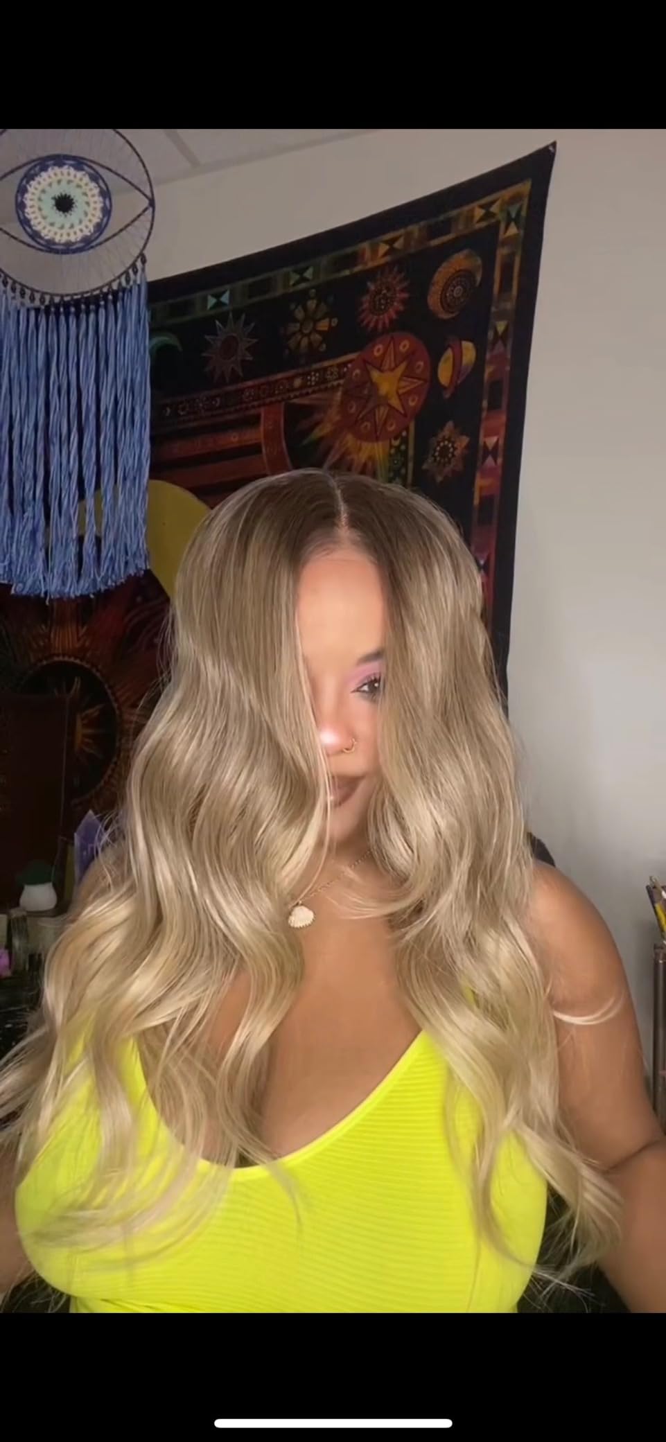 Gradual mid split, medium long hair, long waves review Zcoria 00