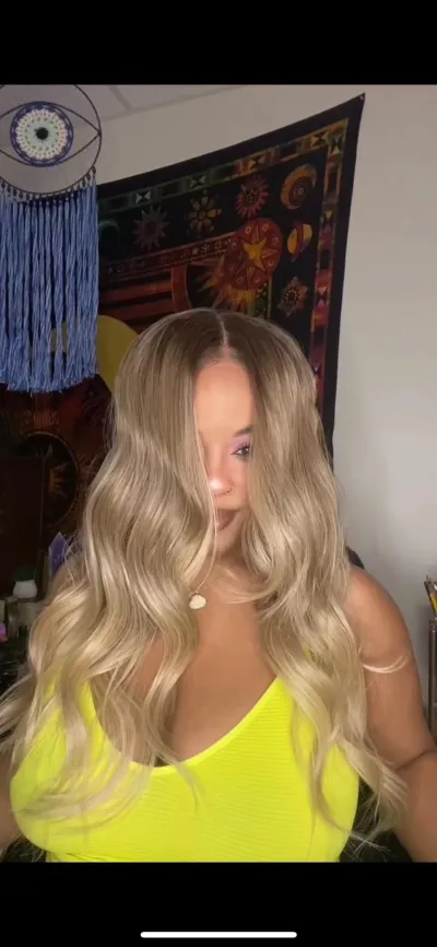 Gradual mid split, medium long hair, long waves review Zcoria 00