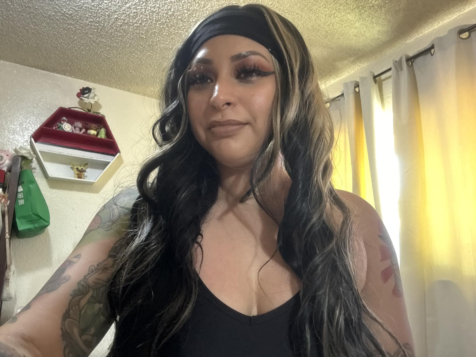 Gradual mid split, medium long hair, long waves review Jacky