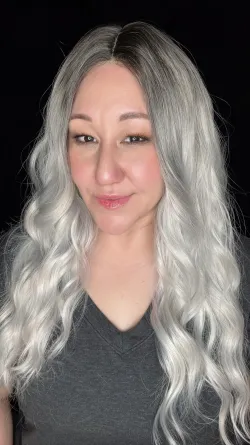 Gradient colored long hair, split long curly hair review Nicholas Hunter 01