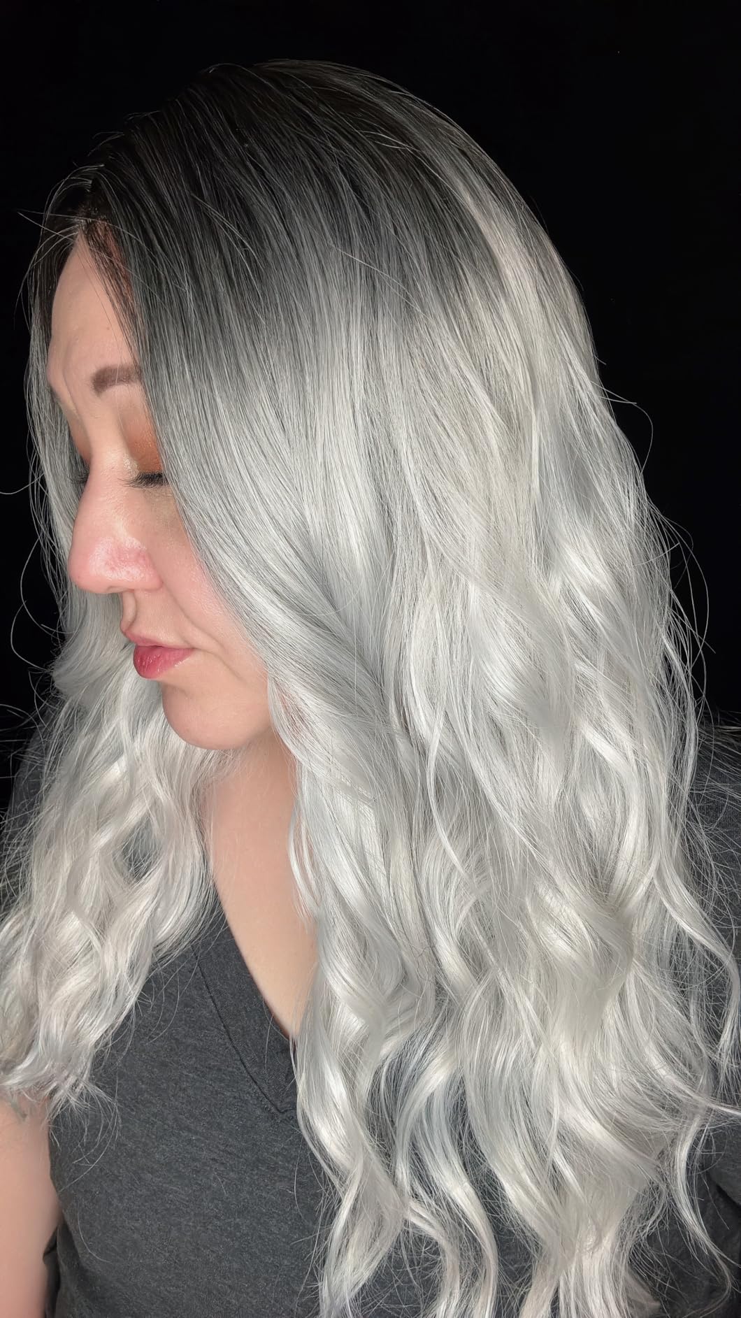 Gradient colored long hair, split long curly hair review Nicholas Hunter 01