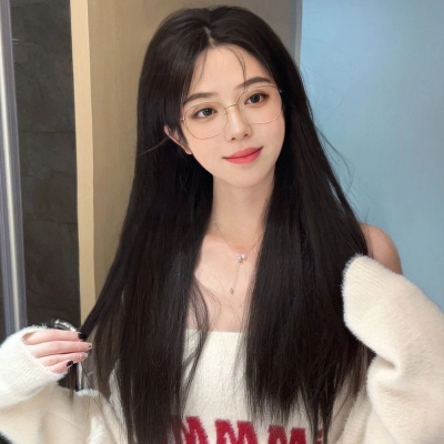 Waist-length black midsection bangs with long straight hair,wig 02