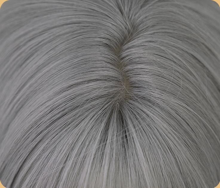 Bangs silver grey dyed long hair wig