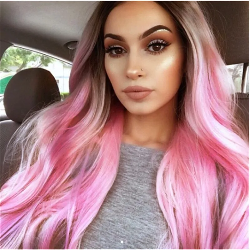 Big Wave Wig Female Long Curled Hair Gradient Color,wig