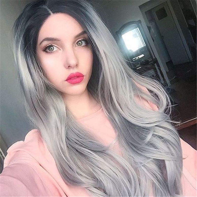 Big Wave Wig Female Long Curled Hair Gradient Color,wig
