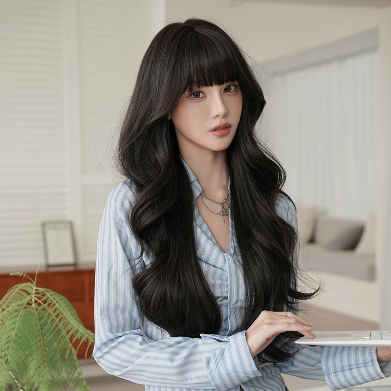 Large wave high temperature silk simulation long curly wig