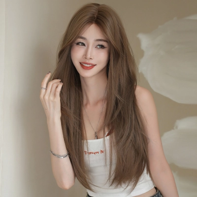 Long straight hair lace hand hook full head cover,wig 01