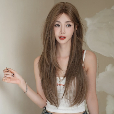 Long straight hair lace hand hook full head cover,wig 02