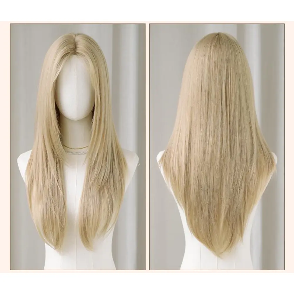 Medium length white gold full head wig