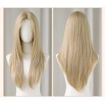 Medium length white gold full head wig