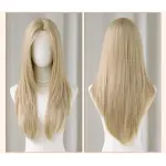 Medium length white gold full head wig